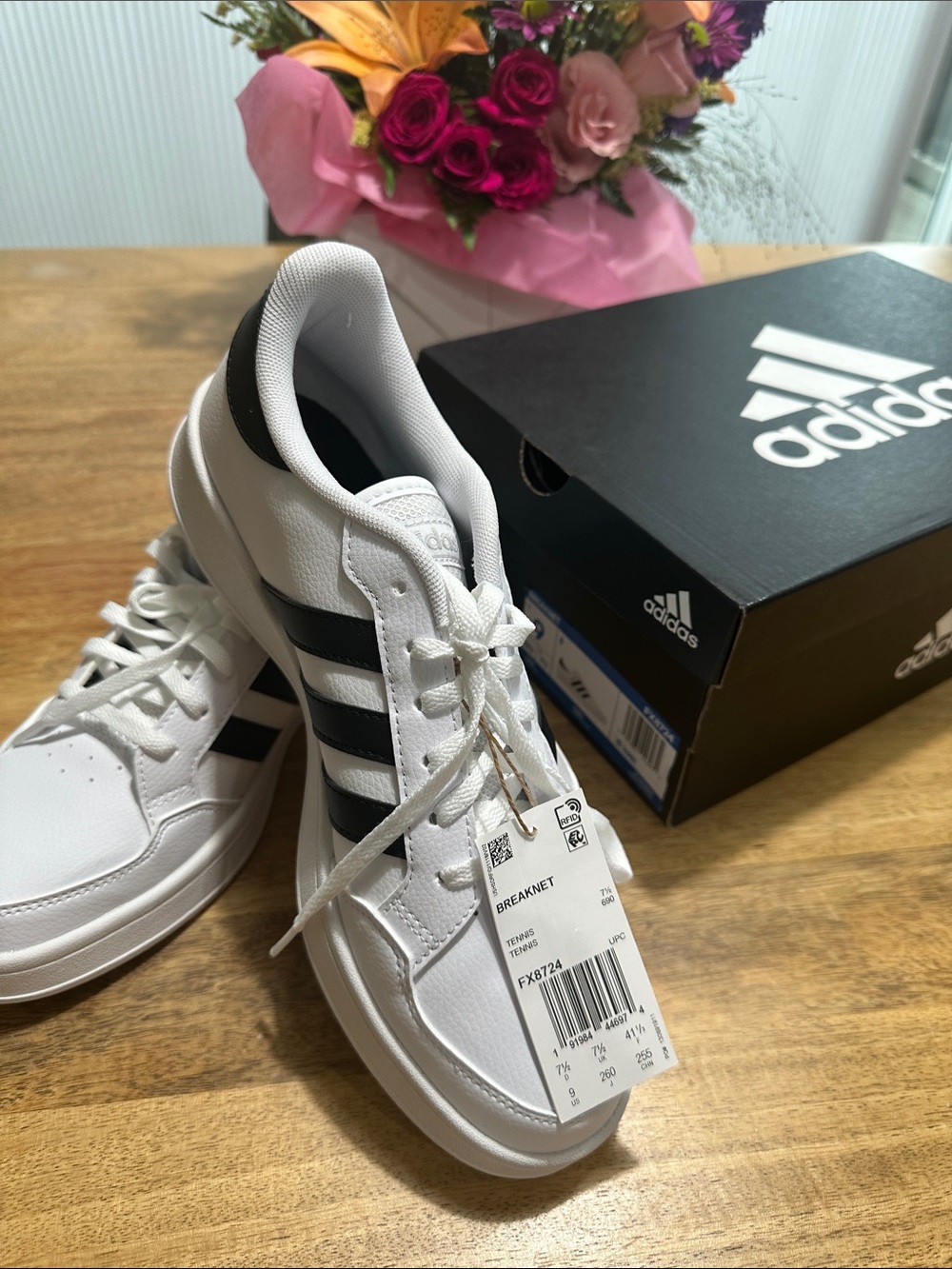 adidas White and Black Women’s Breaknet Sneakers